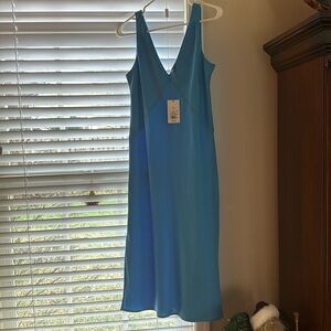 Sheath dress light blue silky never worn